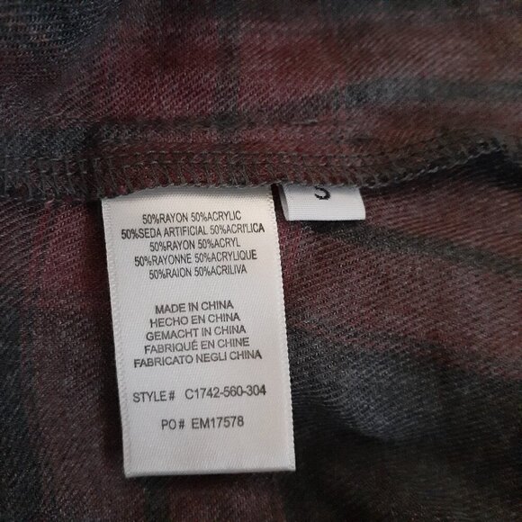 Anthropologie Cloth & Stone Women's Size S Gray Plaid Long Sleeve Shirt Dress - Picture 7 of 14